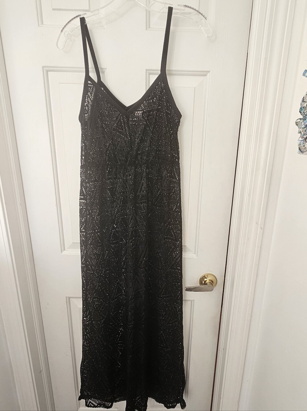 Miken Black Crochet Swim Coverup